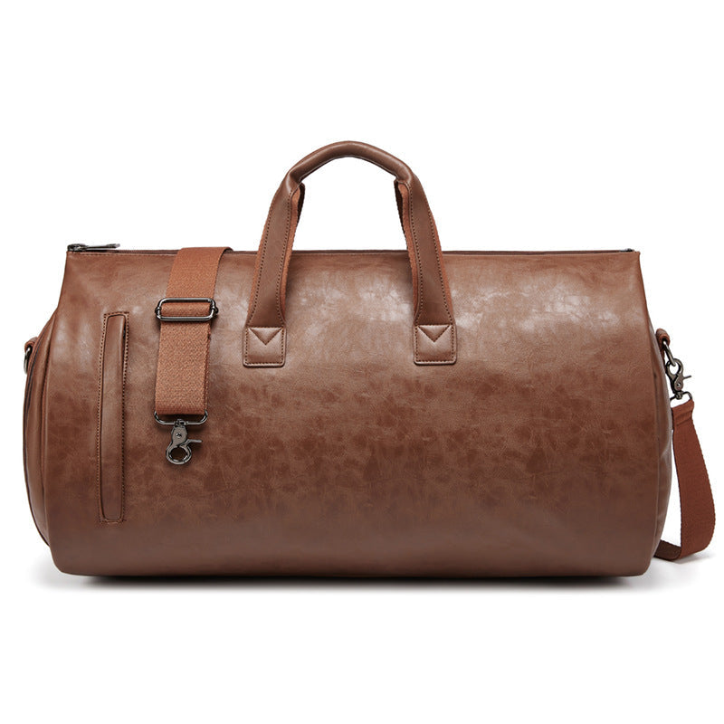 Leather Garment Duffel Bag with Shoe Pouch Waterproof Leather Weekender Bag Hanging Clothes Bag Large Overnight Bag RockCow Leather Studio