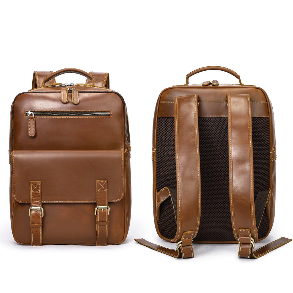 Leather Laptop Backpack for Men Vintage Full Grain Leather Backpack for Travel, Work & School RockCow Leather Studio