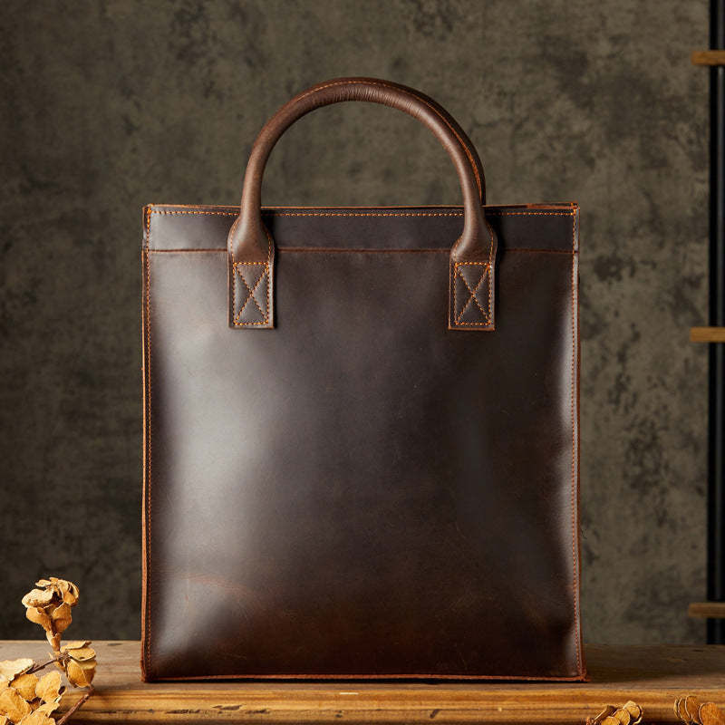 Leather Messenger Bag for Man Crazy Horse Leather Satchel Messenger Bags with Removable Strap RockCow Leather Studio