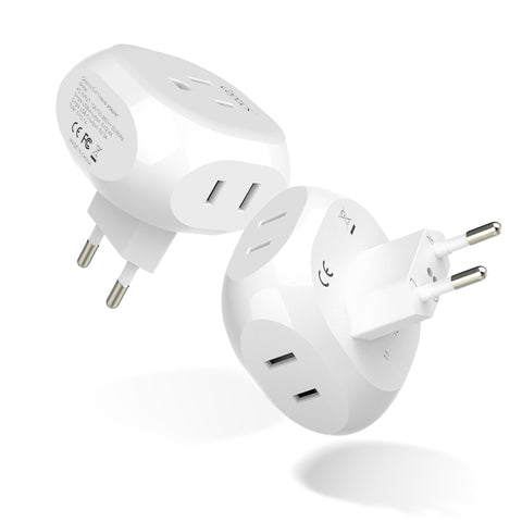 European Travel Plug Adapter - 4 in 1 - Ultra Compact - Light Weight (PT-9C) Ceptics