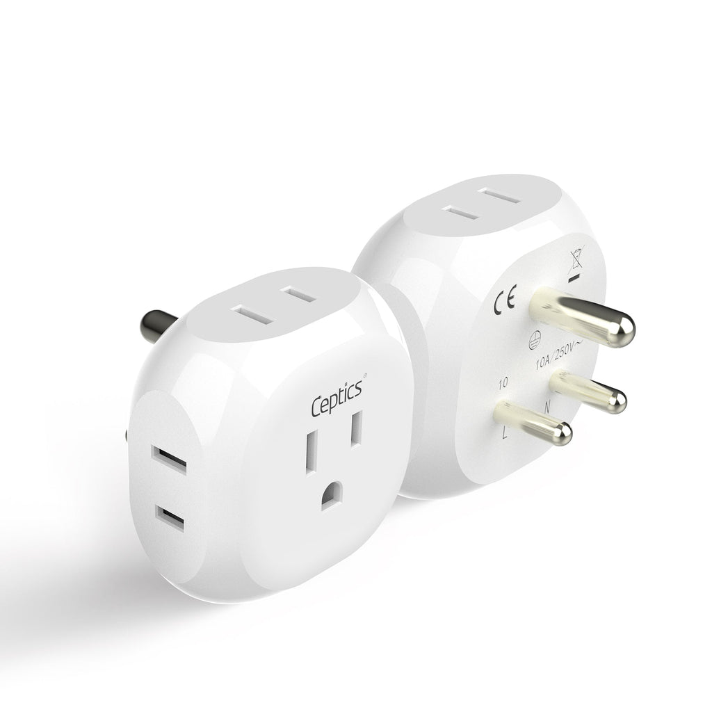India, Pakistan Travel Plug Adapter - 4 in 1 - Ultra Compact - Light Weight (PT-10) Ceptics