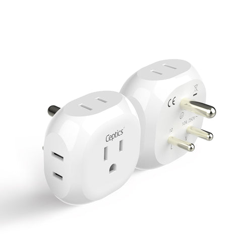 India, Pakistan Travel Plug Adapter - 4 in 1 - Ultra Compact - Light Weight (PT-10) Ceptics