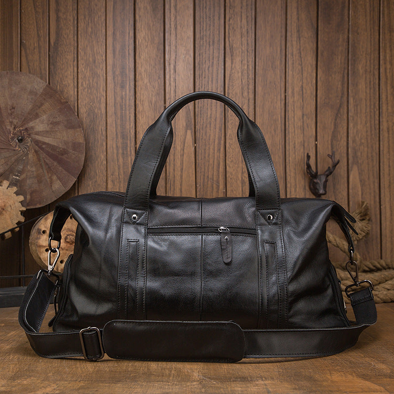 Men’s Large Leather Travel Bag, Genuine Leather Overnight Duffel with Shoulder Strap, Fits 16 Inch Laptop RockCow Leather Studio