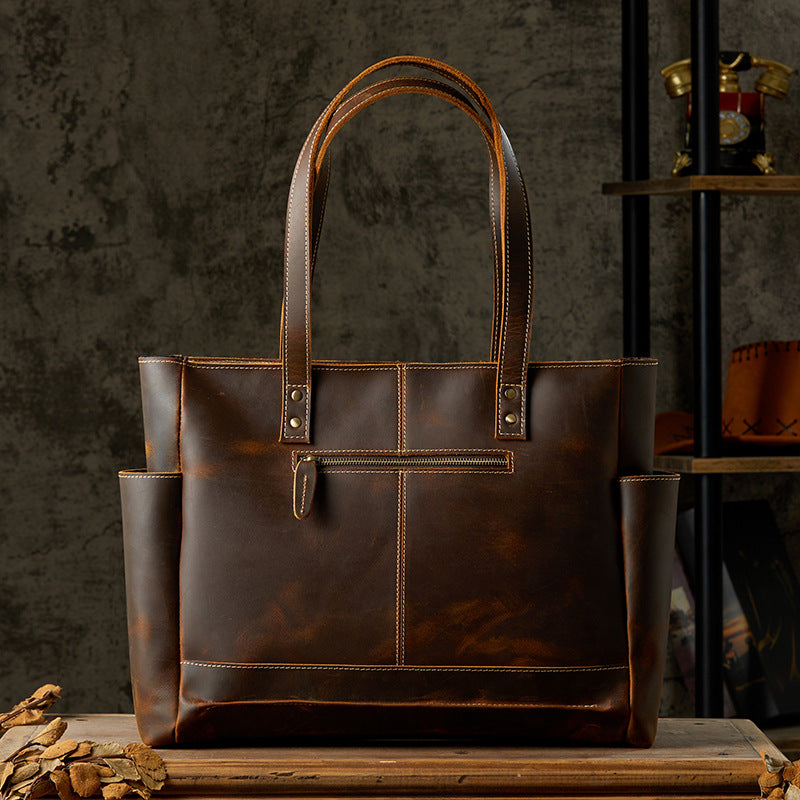 Men's 17" Leather Laptop Messenger Bag, Leather Messenger Bag for Men, Full Grain Leather Crossbody Bag RockCow Leather Studio