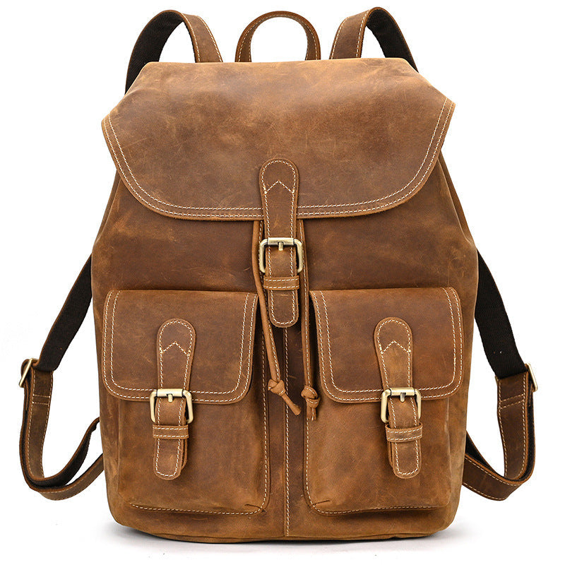Mens Leather Backpack 15 Inch Leather Laptop Backpack Retro Travel Backpack For Mens School Backpack RockCow Leather Studio