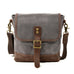 Mens Waxed Canvas Messenger Bag Full Grain Leather With Canvas Shoulder Bag Crossbody Bag Gift For Him MC6070 RockCow Leather Studio