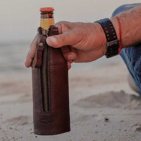 Campaign Leather Bottle Koozie Mission Mercantile Leather Goods