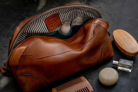 Heritage Leather Stateroom Toiletry Wash Bag Mission Mercantile Leather Goods