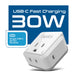 European travel Plug Adapter | Type C - USB C Port + 2 US Outlets (PAK-30W-9C) Ceptics