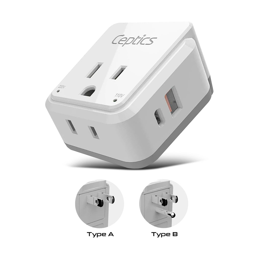Japan, Philippines Travel Plug Adapter Set | Type A, B - USB & USB-C Ports + 2 US Outlets (PAK-JP) Ceptics