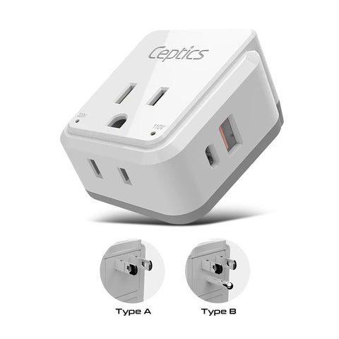 Japan, Philippines Travel Plug Adapter Set | Type A, B - USB & USB-C Ports + 2 US Outlets (PAK-JP) Ceptics