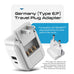 Germany, Korea Travel Adapter Set | Type E/F - USB & USB-C Ports + 2 US Outlets (PAK-SCHUKO) Ceptics