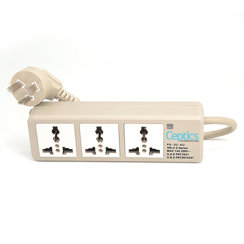 Universal Travel Power Strip - 3x Outlet, Type I - Australia Cord (PS-3U-AU) Ceptics