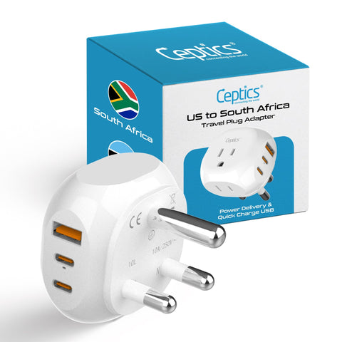 South Africa Travel Plug Adapter - Type M - 5 in 1 - Ultra Compact (PTU-10L) Ceptics