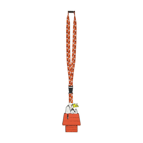 Peanuts Snoopy & Woodstock Doghouse Orange ID Lanyard Ful Luggage