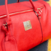 Red Tumbled Leather Weekender Duffle Bag Sole Premise
