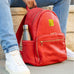 Red Leather Carrier Backpack Sole Premise