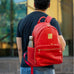 Red Leather Carrier Backpack Sole Premise