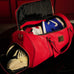 Red Tumbled Leather Weekender Duffle Bag Sole Premise