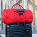 Red Tumbled Leather Weekender Duffle Bag Sole Premise
