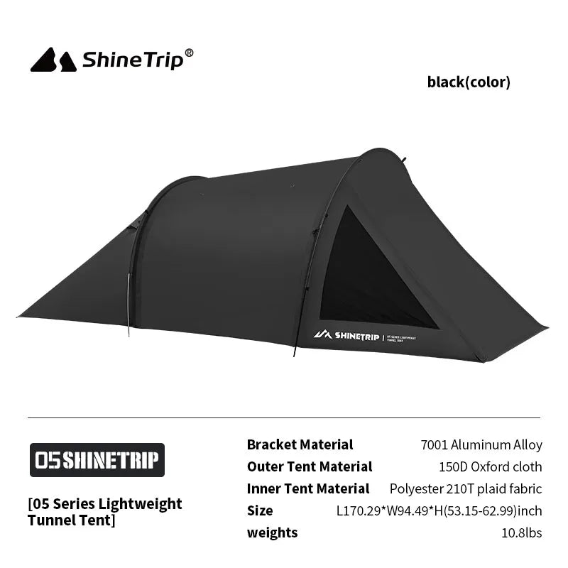 ShineTrip Lightweight 2-Person Tunnel Tent Oxford Cloth Waterproof Sunscreen Portable Outdoor Travel Camping Tent Social Buzz eSIMs