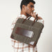 Sloan Waxed Canvas and Pull-up Leather Slim Laptop Briefcase Boconi