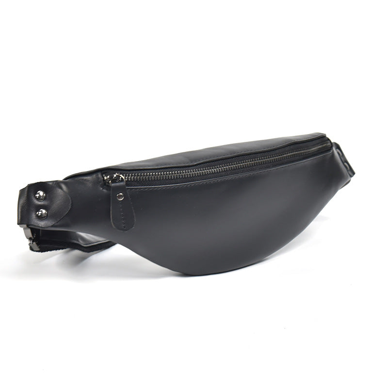Sigrid Smooth Black Leather Waist Bag | Smooth Black Leather Fanny Pack STEEL HORSE LEATHER