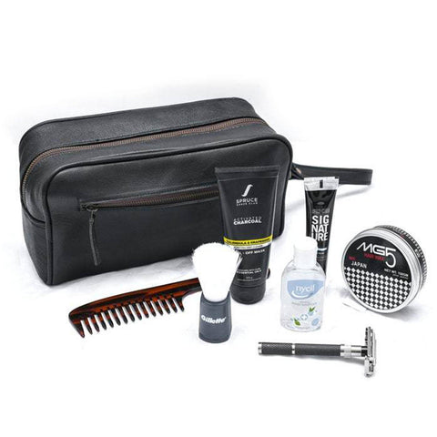 The Single Section Toiletry- Black Classy Leather Bags