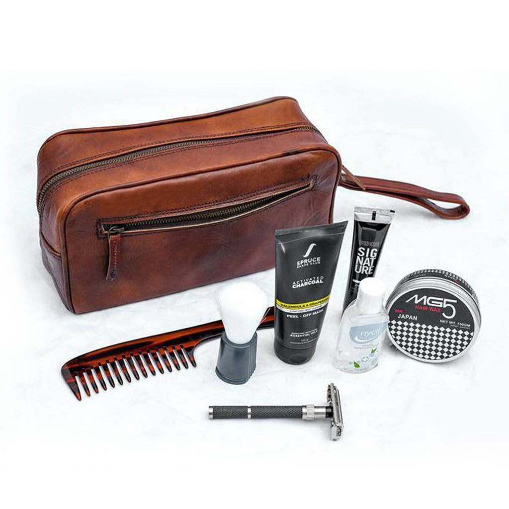 The Single Section Toiletry- Brown Classy Leather Bags