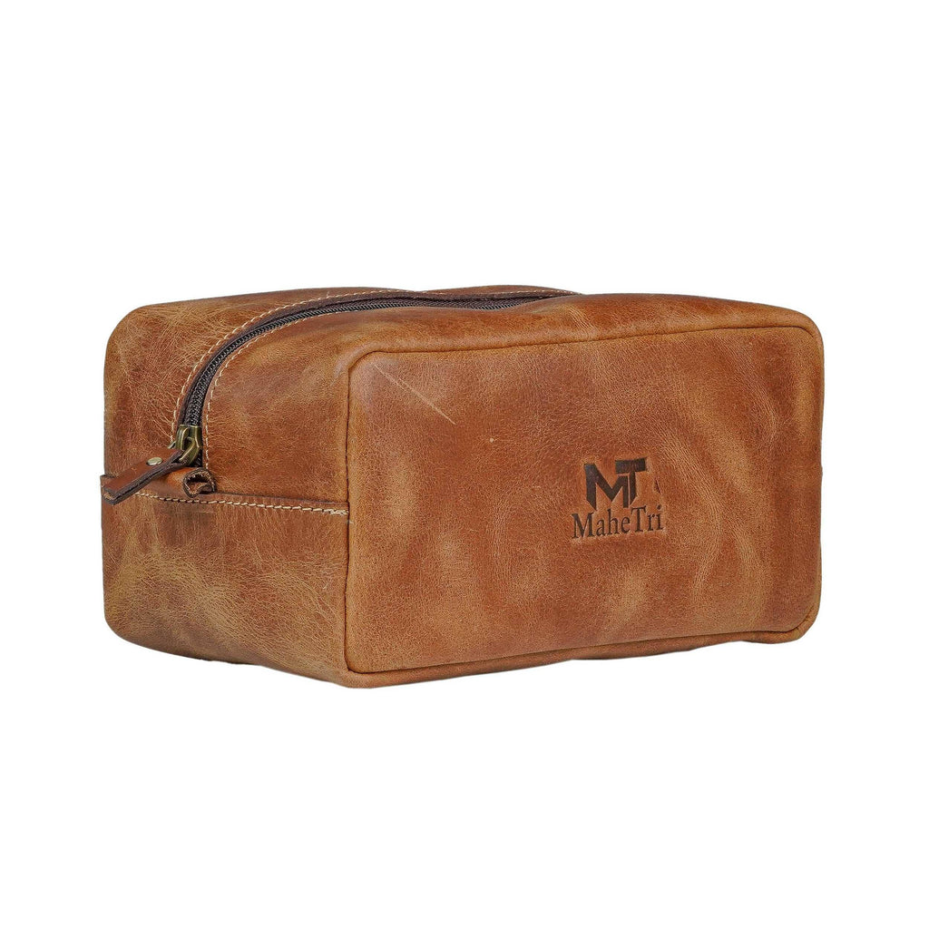 MaheTri Tanned Toiletry Classy Leather Bags