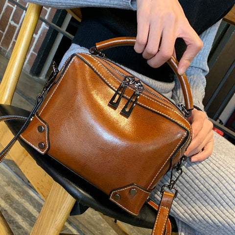Top Grain Leather Crossbody Bag Women Natural Leather Shoulder Bag Vintage Style Leather Handbag Christmas Gift For Her SX6626 RockCow Leather Studio