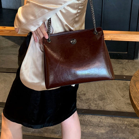 Top Grain Leather Messenger Bag Women Leather Shoulder Bag Casual Genuine Natural Leather Crossbody Bag SX55-519 RockCow Leather Studio