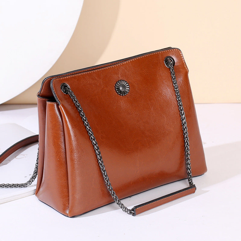Top Grain Leather Messenger Bag Women Leather Shoulder Bag Casual Genuine Natural Leather Crossbody Bag SX55-519 RockCow Leather Studio