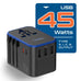 All-In-One International Travel Adapter Plug - 2 USB-C (PD & QC) - 3 USB Ports (UP-11KU) Ceptics