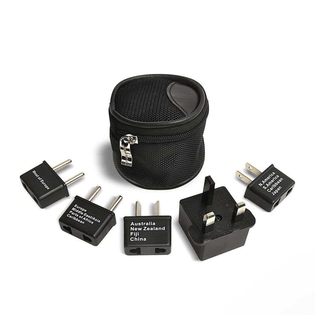 International Travel Adapter Plug Set - 5 pcs Set with Pouch (UP-5S) - Non-Grounded Ceptics