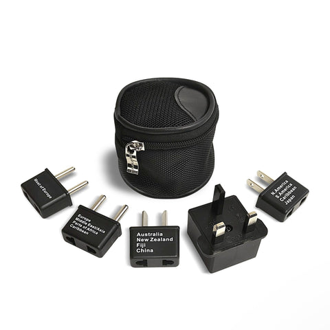 International Travel Adapter Plug Set - 5 pcs Set with Pouch (UP-5S) - Non-Grounded Ceptics