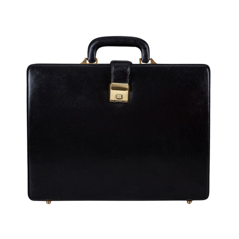 Leather Executive Men's Leather Attache Briefcase - Black Classy Leather Bags