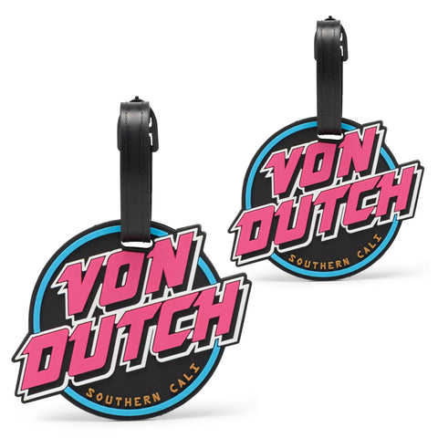 80s Neon 2-Piece Suitcase ID Tag Set with Adjustable Straps Travellty