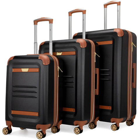 Vintage 3 Piece Expandable Retro Luggage Set Travellty
