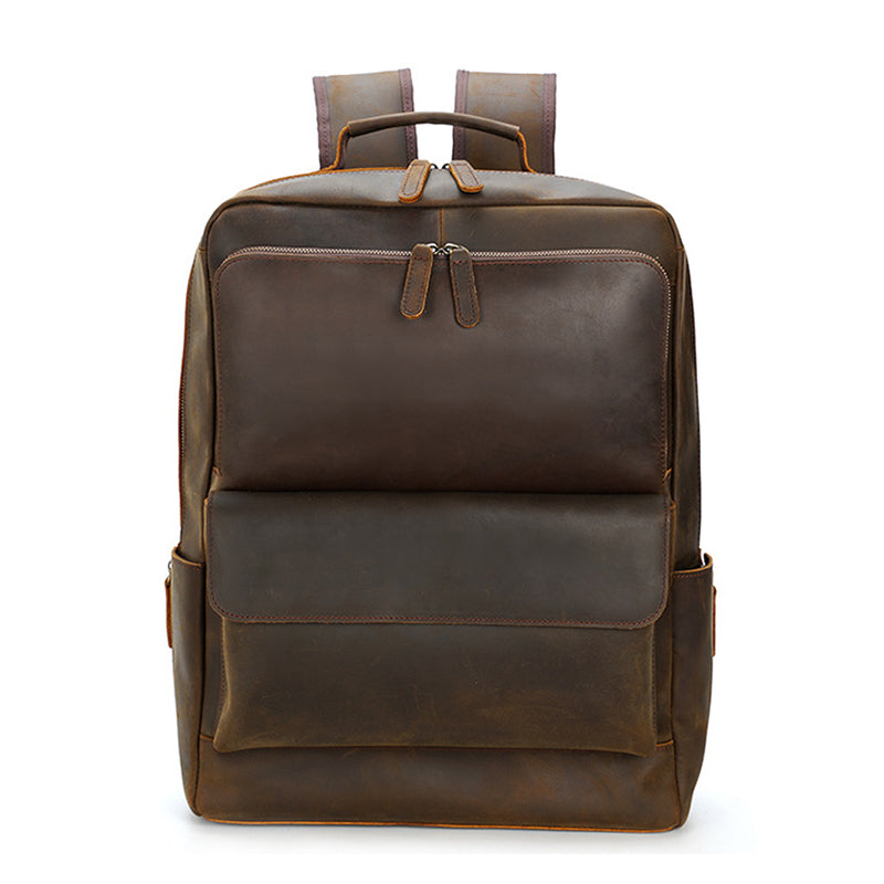 Vintage Crazy Horse Leather Backpack Full Grain Leather Travel Backpack Handmade Mens Leather Backpack Hipster Backpack RockCow Leather Studio