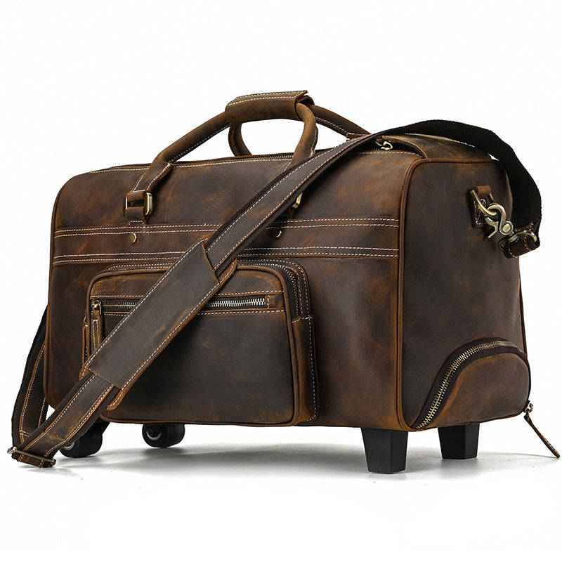 Vintage Full Grain Leather Travel Bag Handmade Leather Duffle Bag Holdall Trolley Luggage Bag RockCow Leather Studio