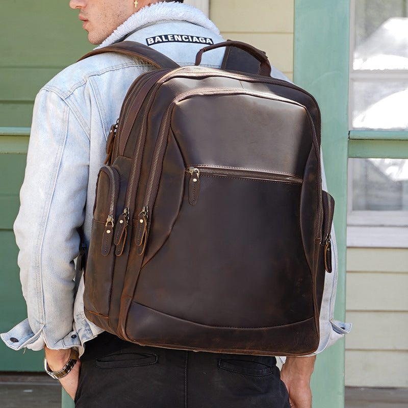 Vintage Leather Backpack Full Grain Crazy Horse Leather Travel Backpack Large Laptop Backpack Retro Rucksack RockCow Leather Studio