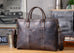 Vintage Leather Briefcase Full Grain Leather Messenger Bag Men Leather Shoulder Bag Leather Laptop Bag Business Handbag RockCow Leather Studio