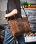Vintage Leather Briefcase Full Grain Leather Messenger Bag Men Leather Shoulder Bag Leather Laptop Bag Business Handbag RockCow Leather Studio