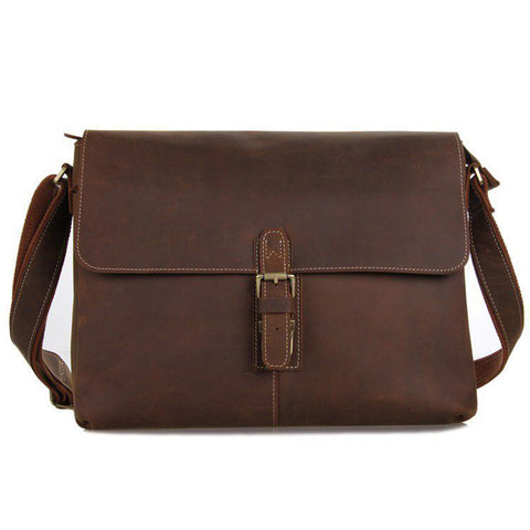 Vintage Leather Messenger Bag Full Grain Leather Shoulder Bag Mens Leather Satchel Bag RockCow Leather Studio