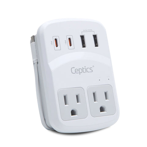 World-Way 6 Travel Adapter Kit | 2 USB-A + 2USB-C + 2 US Outlets - Grounded (WPS-5B) Ceptics