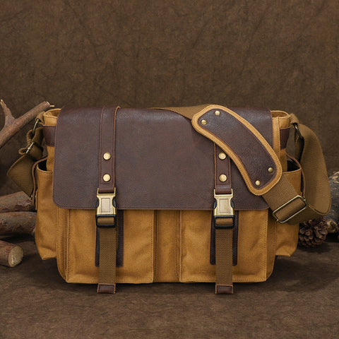 Waterproof Canvas Camera Bag Shoulder Bag Case SLR/DSLR Camera Bags Canvas And Leather Camera Bags RockCow Leather Studio