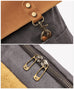 Waterproof Canvas Travel Backpack Full Grain Leather And Canvas Laptop Backpack Flap Cover Camera Backpack RockCow Leather Studio
