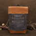 Waterproof Canvas Travel Backpack Full Grain Leather And Canvas Laptop Backpack Flap Cover Camera Backpack RockCow Leather Studio