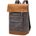 Waterproof Canvas Travel Backpack Full Grain Leather And Canvas Laptop Backpack Flap Cover Camera Backpack RockCow Leather Studio
